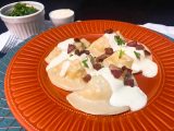 Pierogi Batata com Cheddar e Bacon